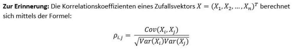 Formel des Korrelationskoeffizienten eines Zufallsvektors