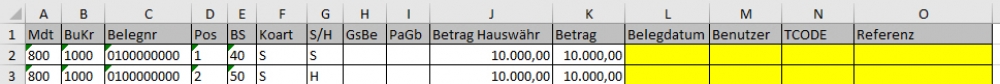 Ausschnitt der Musterdatei