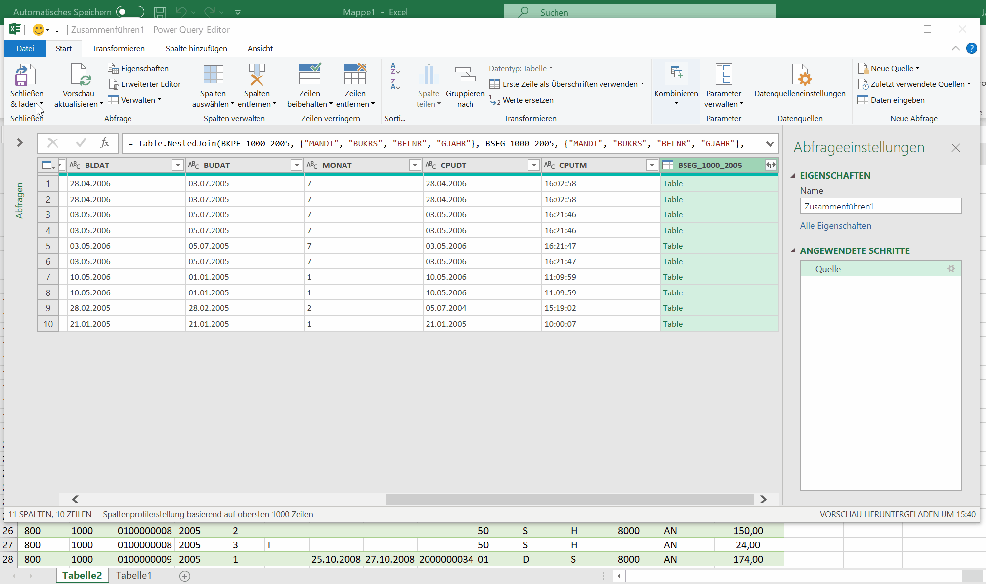 Import ins Datenmodell