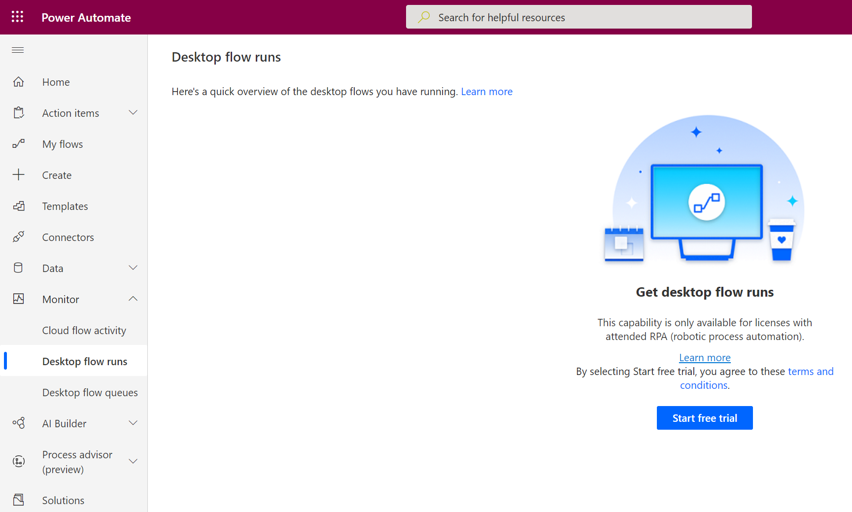 Power Automate Desktop - keine Ausführungen im Monitoring