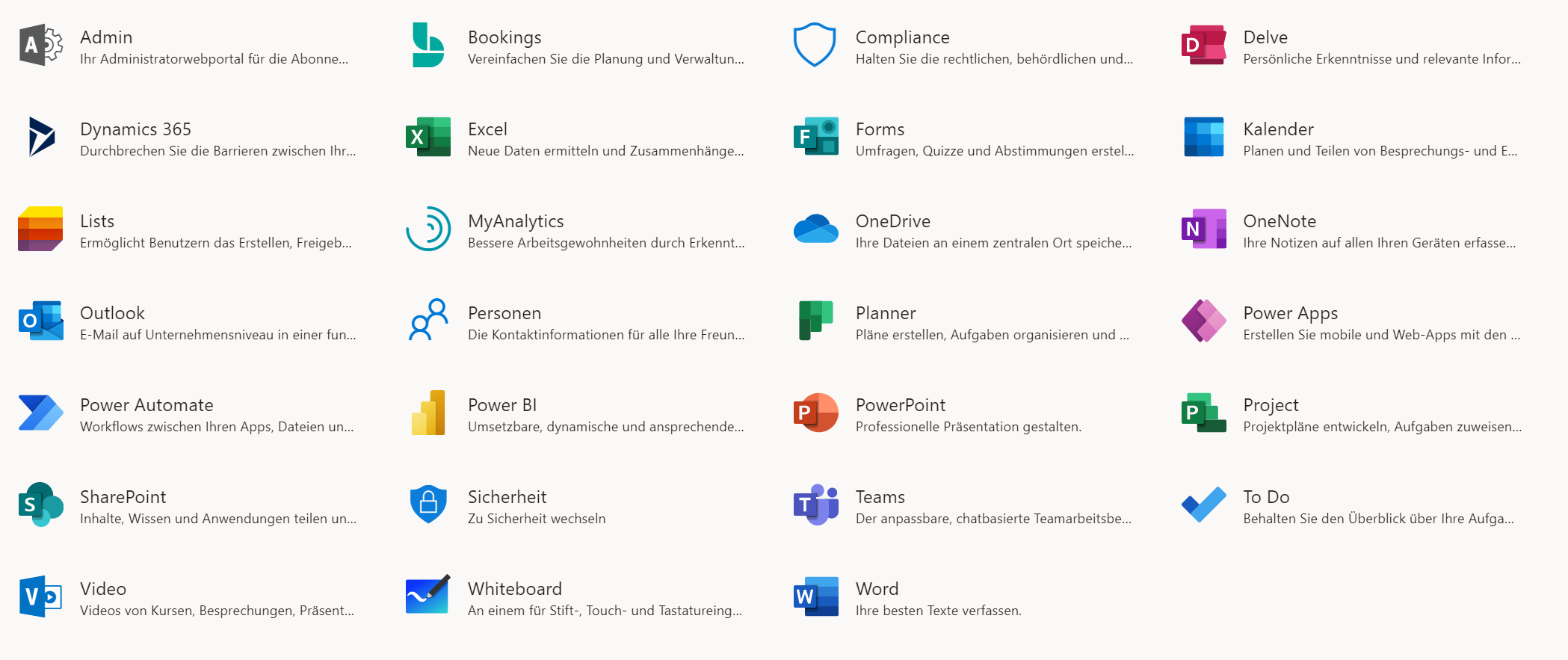 Apps von Microsoft 365