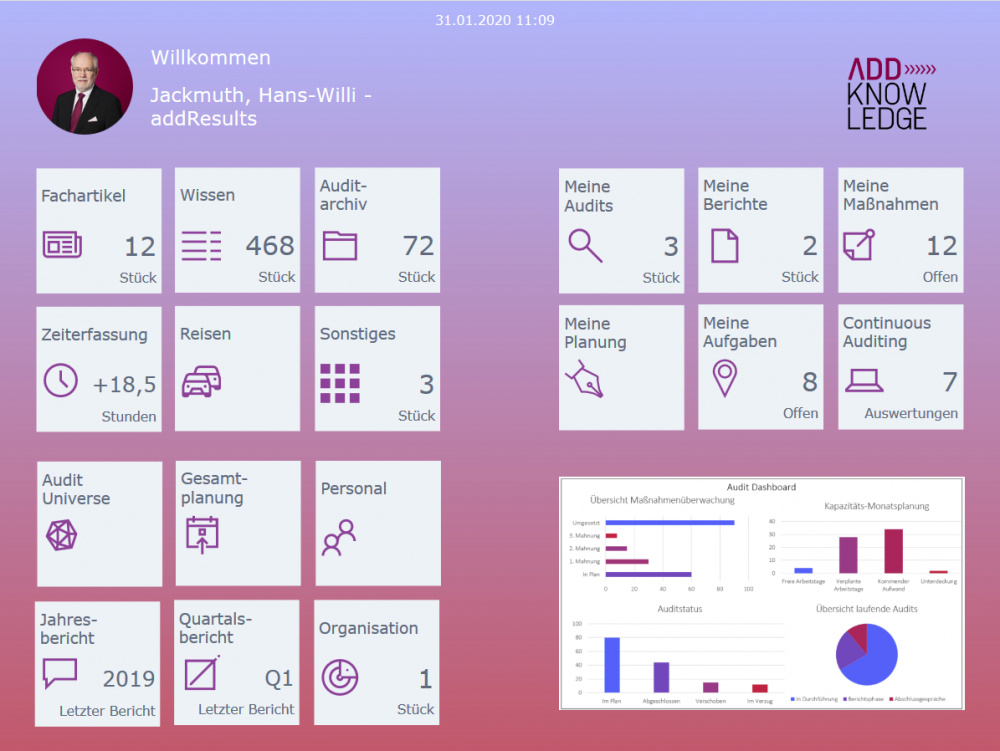 Der Startbildschirm Ihrer Audit App