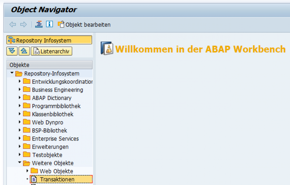 Der Object Navigator im SAP-System