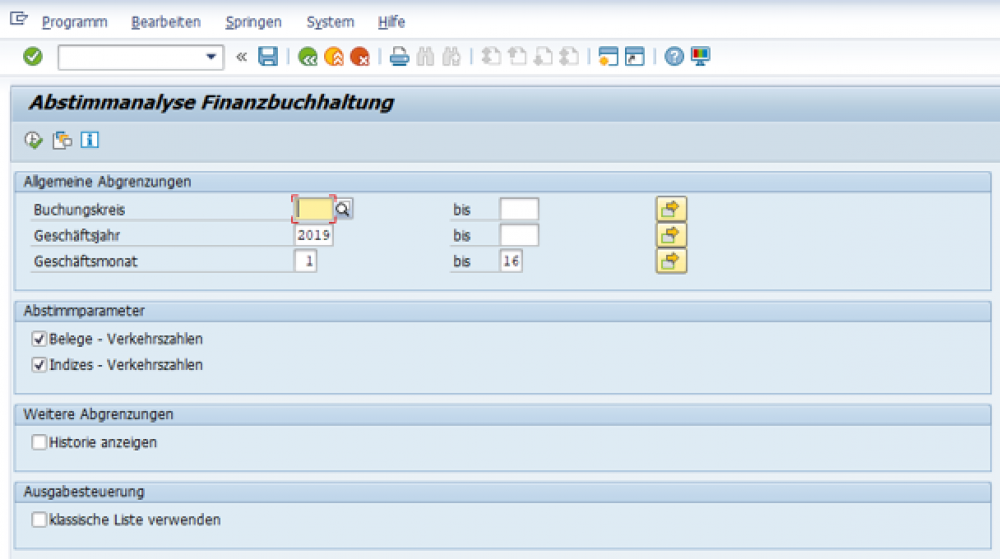 Die Eingabefelder für das Programm SAPMS38M